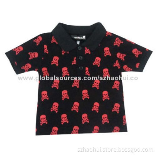 Boys' Fashionable Custom Designs Printed Cotton Polo Shirt, Many Colors Available, OEM Manufacturer
